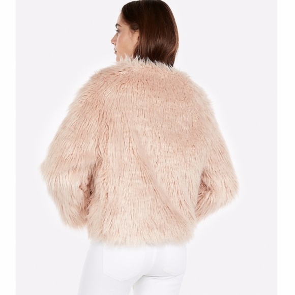 EXPRESS Cream Faux Fur Shag Coat - Picture 4 of 4